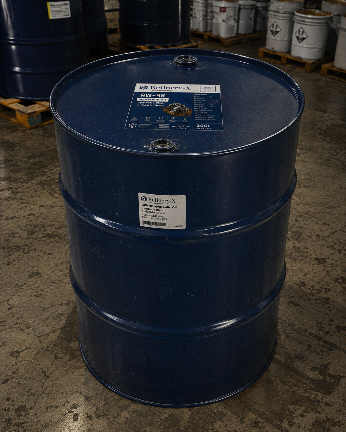 Refinery-X AW-46 Hydraulic Oil, Synthetic Blend, ISO VG 46, 55 Gallon Drum, Industrial Grade Hydraulic Fluid